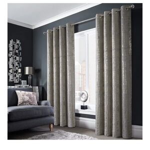 Velvet 95 inch Length Silver and Gold Foil Curtains - set of 2